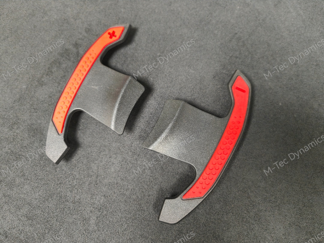 BMW F/G-SERIES BMW CARBON FIBRE STYLE RED STEERING WHEEL PADDLE SHIFTERS - (F80 M3 F82 F83 M4 M2 F30 G20 G80)