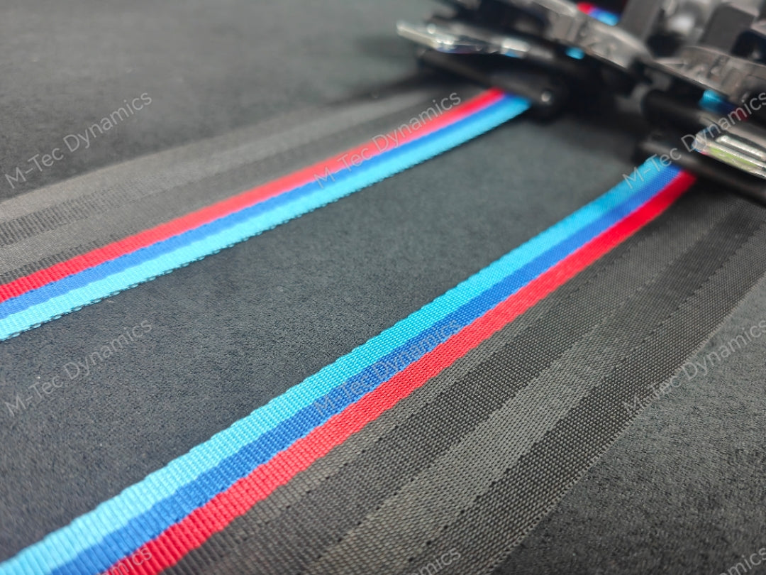 BMW 4-SERIES F32 / F82 M4 COUPE CUSTOM WIDE STRIPE TRI-COLOUR FRONT SEAT BELT SET
