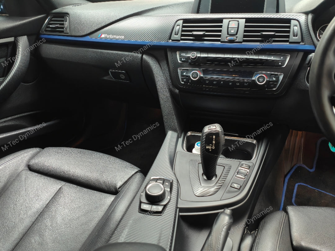 WRAPPING SERVICE - BMW F3X INTERIOR TRIM SET - 3D CARBON / BLUE ACCENT (F30 F31 F32 F33 F36)