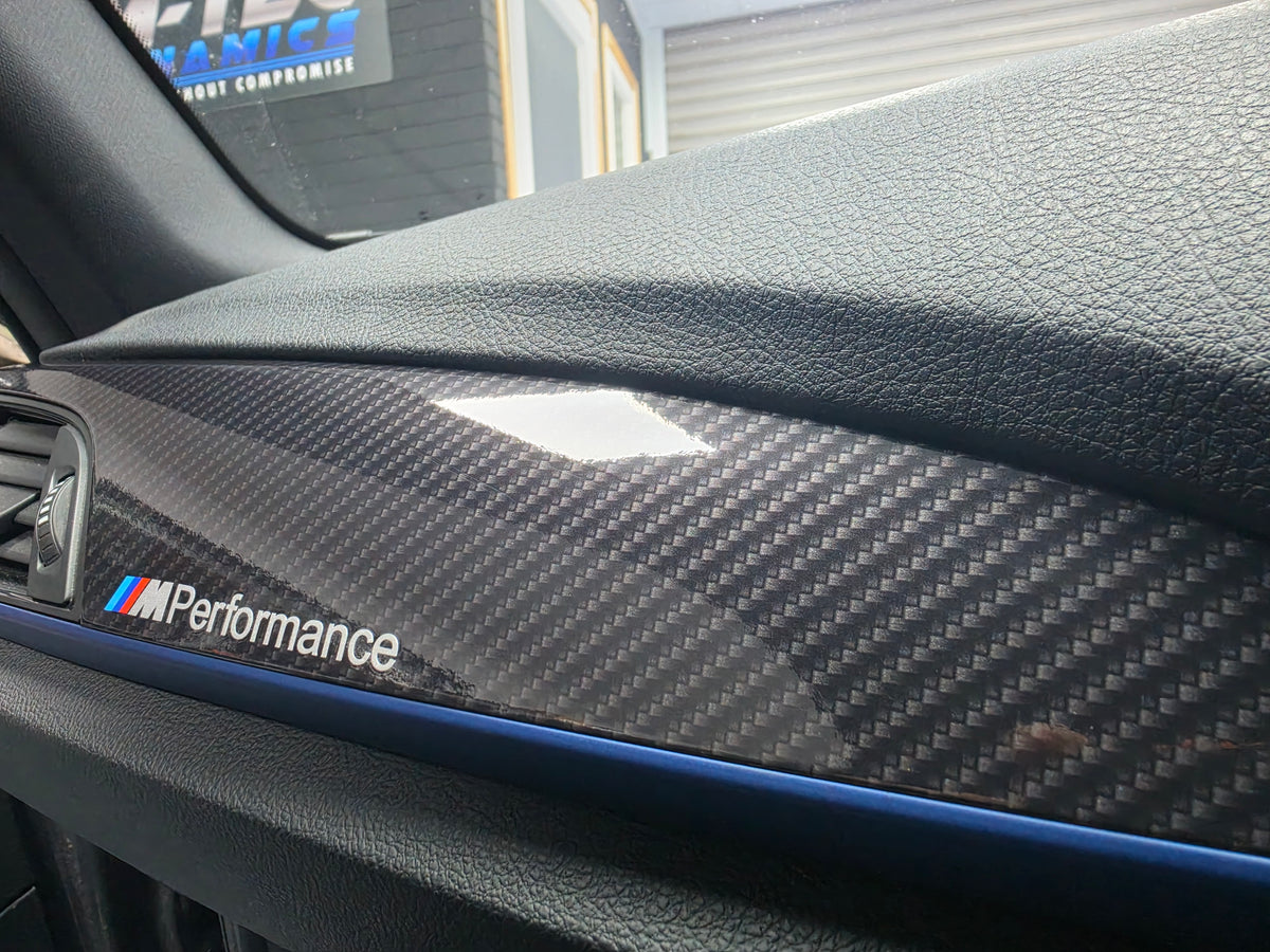 BMW F21 F22 INTERIOR TRIM SET - HIGH GLOSS CARBON / BLUE ACCENT TRIM