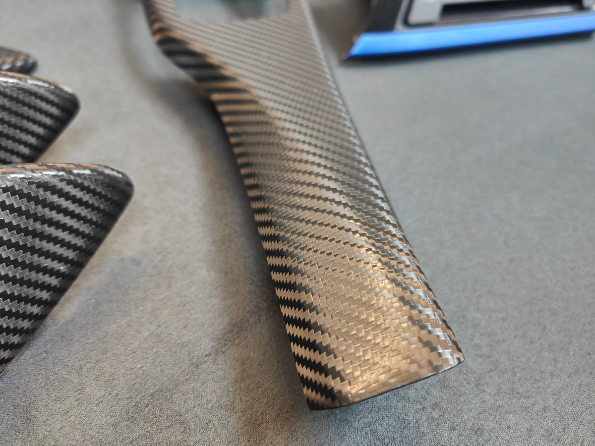 BMW F30 F31 F36 INTERIOR TRIM SET - TEXTURED CARBON / ALCANTARA STYLE / BLUE ACCENT