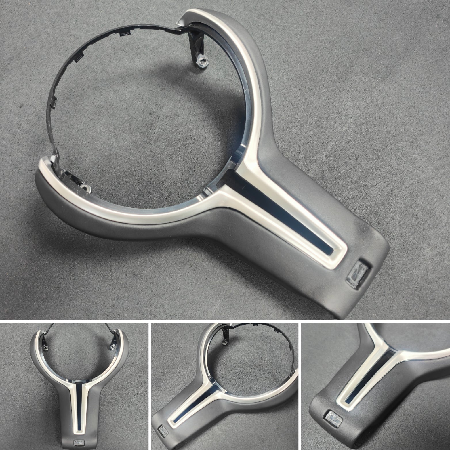 BMW F-SERIES ///M LEATHER & SILVER STEERING WHEEL TRIM - 2/3/4/5 SERIES M2 M3 M4 M5 M6