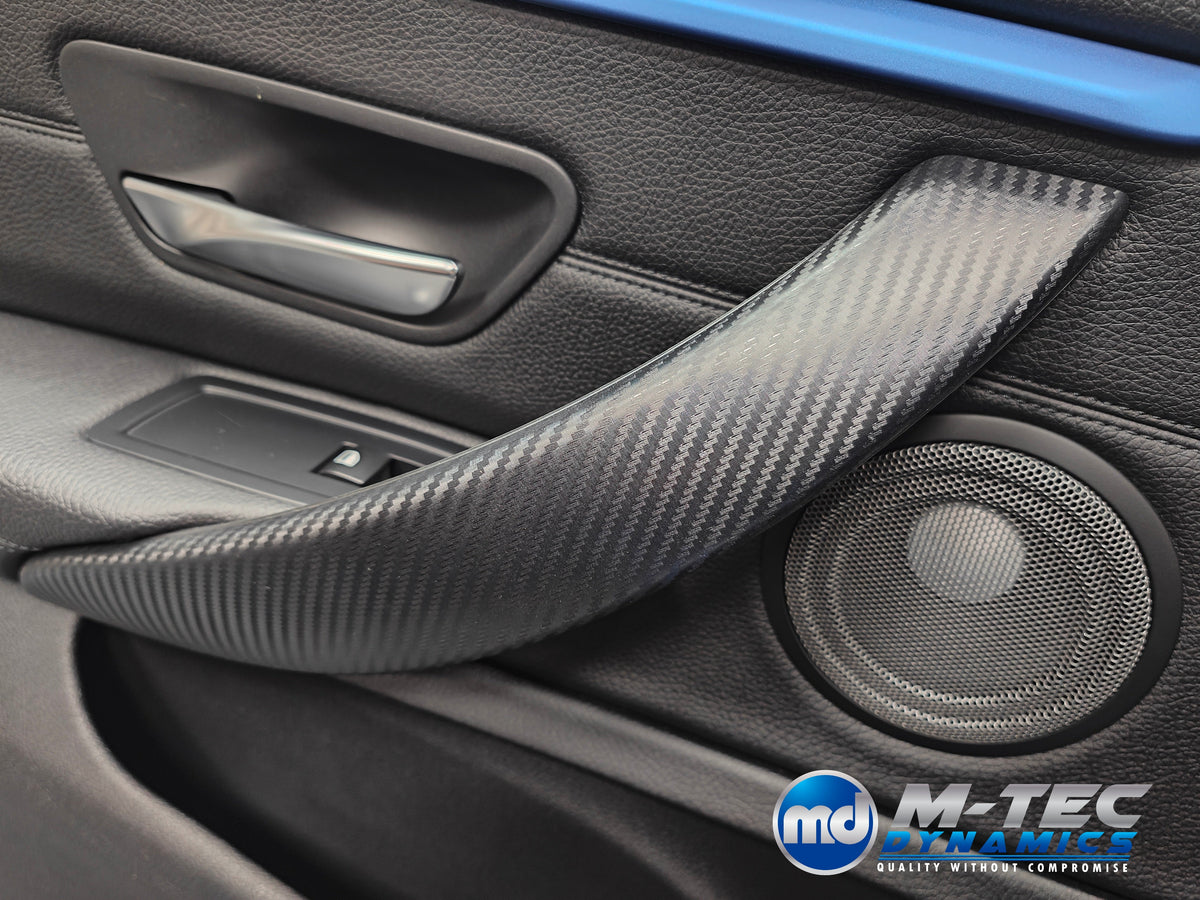 WRAPPING SERVICE - BMW F3X INTERIOR TRIM SET - 3D CARBON / ALCANTARA / BLUE ACCENT - (F30 F31 F32 F33 F36)