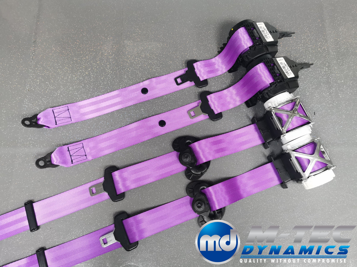 BMW 2-SERIES F22 / F87 M2 COUPE PURPLE VIOLET FRONT & REAR SEAT BELT SET