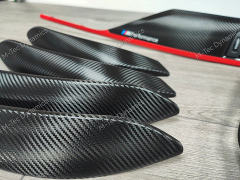 BMW F30 F31 F36 INTERIOR TRIM SET - TEXTURED GLOSSY CARBON / RED ACCENT (CUSTOM)