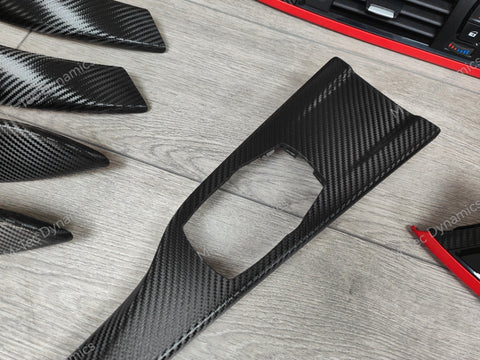 BMW F30 F31 F36 INTERIOR TRIM SET - TEXTURED GLOSSY CARBON / RED ACCENT (CUSTOM)