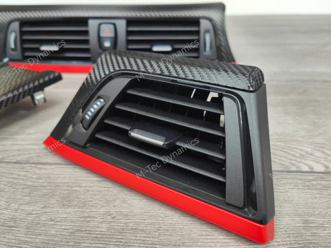 BMW F32 INTERIOR TRIM SET - TEXTURED GLOSSY CARBON / RED ACCENT (CUSTOM)