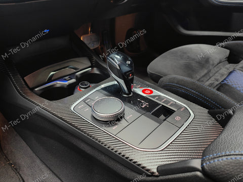 WRAPPING SERVICE - BMW F40 / F44 CENTRE CONSOLE TRIM - DEEP TEXTURED GLOSSY BLACK CARBON (MTD-TEX)