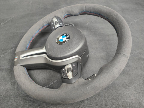 BMW X-SERIES FULL ALCANTARA TRI-STITCH STEERING WHEEL - X3 F25 / X4 F26 / X5 F15 / X6 F16