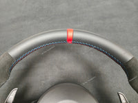 BMW F-SERIES NAPPA LEATHER TRI-STITCH / ALCANTARA / RED RING STEERING WHEEL (COMPLETE) - BMW 5 6 SERIES F10 F11 M5 F06 F12 F13 M6