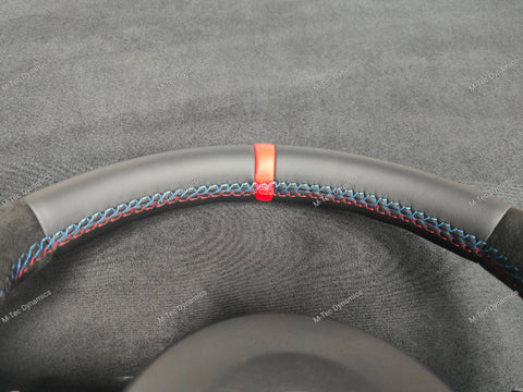 BMW F-SERIES NAPPA LEATHER TRI-STITCH / ALCANTARA / RED RING STEERING WHEEL (COMPLETE) - BMW 5 6 SERIES F10 F11 M5 F06 F12 F13 M6