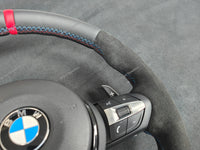 BMW F-SERIES NAPPA LEATHER TRI-STITCH / ALCANTARA / RED RING STEERING WHEEL (COMPLETE) - BMW 5 6 SERIES F10 F11 M5 F06 F12 F13 M6
