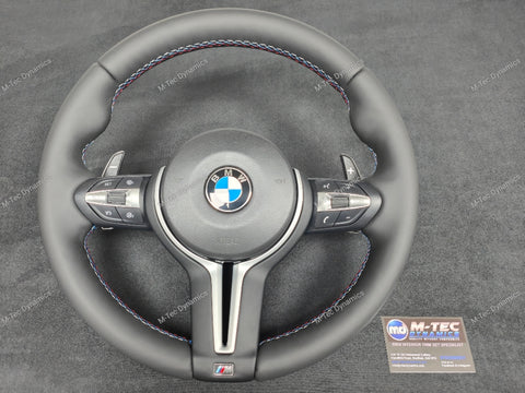 BMW F-SERIES NAPPA LEATHER TRI-STITCH STEERING WHEEL - BMW 1 2 3 4 SERIES F20 F22 F30 F32 M2 M3 M4