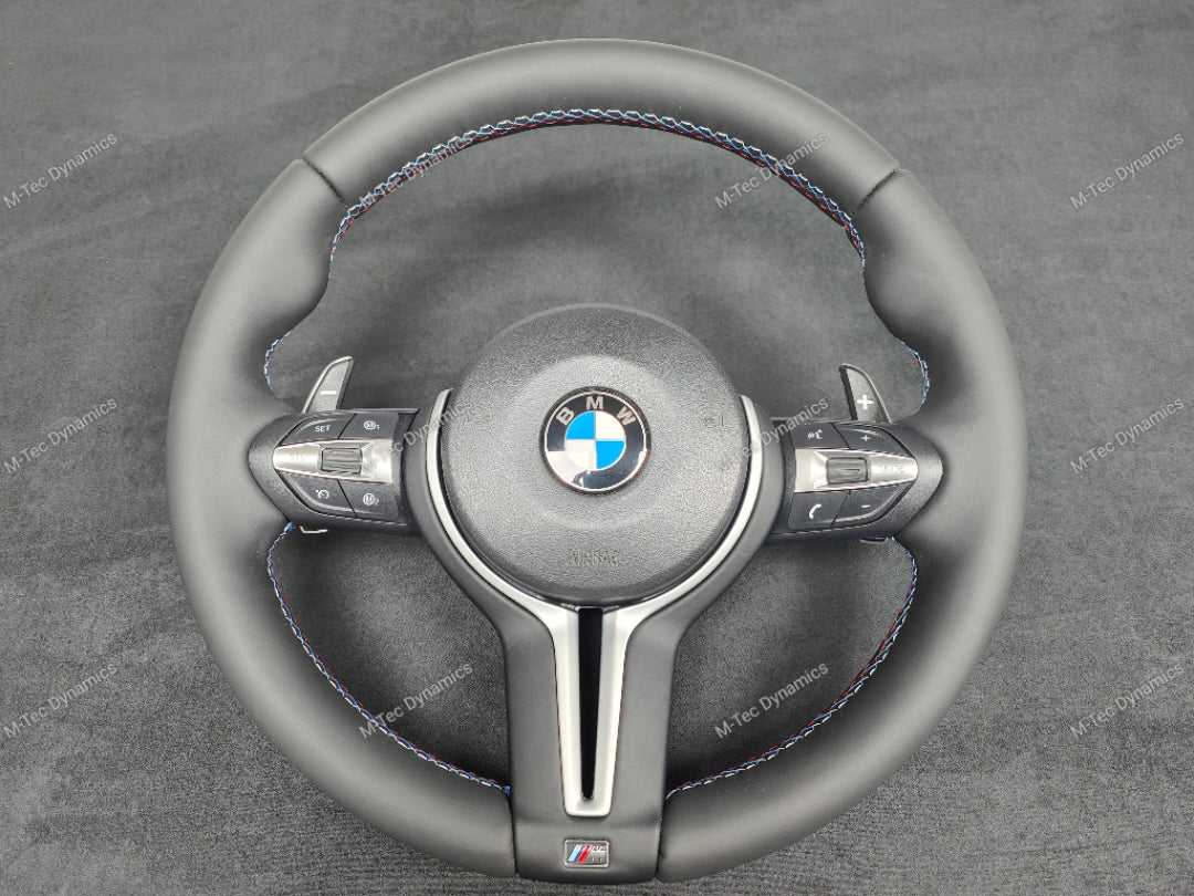 *SALE* BMW F-SERIES NAPPA LEATHER TRI-STITCH STEERING WHEEL (COMPLETE) - BMW 5 6 SERIES F10 F11 M5 F06 F12 F13 M6