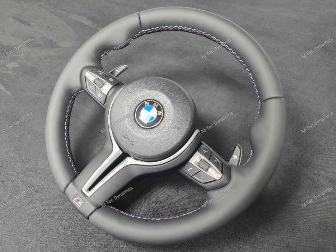 *SALE* BMW F-SERIES NAPPA LEATHER TRI-STITCH STEERING WHEEL (COMPLETE) - BMW 5 6 SERIES F10 F11 M5 F06 F12 F13 M6