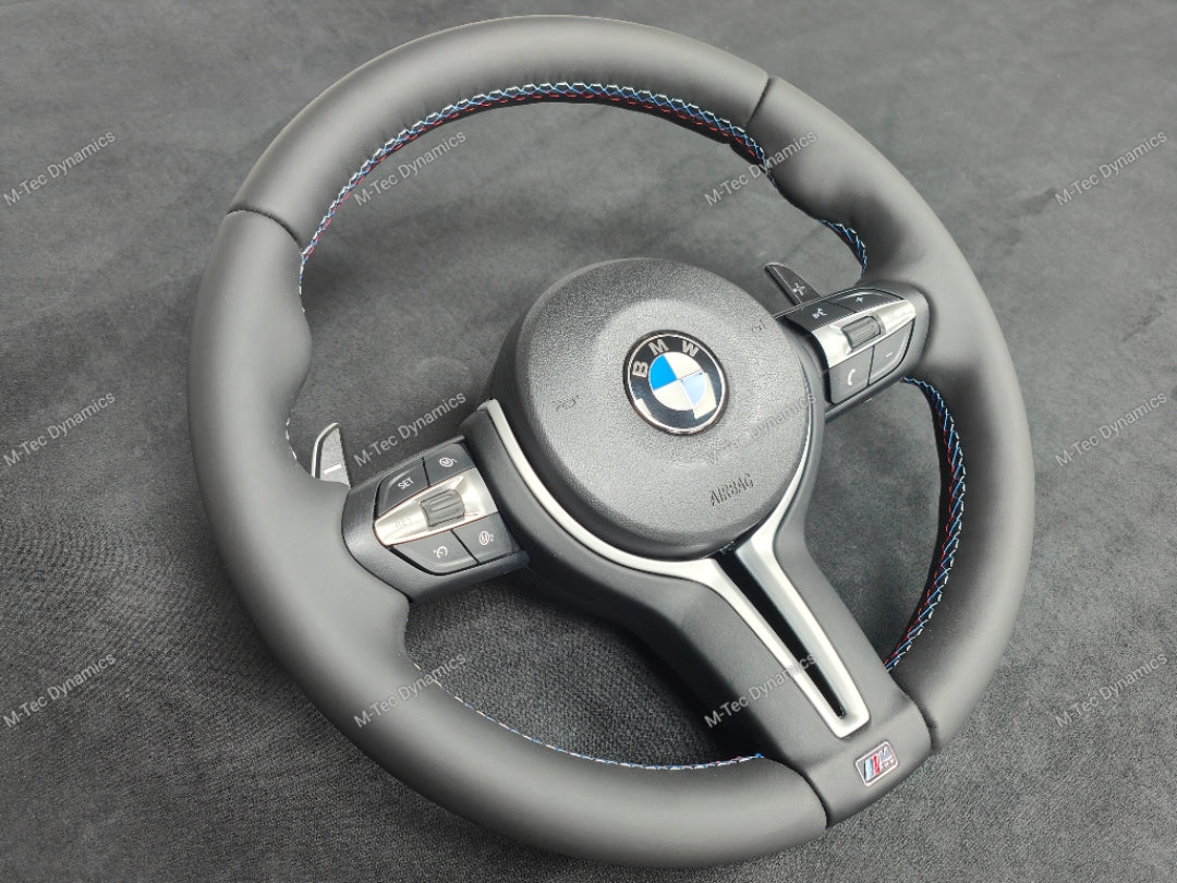 *SALE* BMW F-SERIES NAPPA LEATHER TRI-STITCH STEERING WHEEL (COMPLETE) - BMW 5 6 SERIES F10 F11 M5 F06 F12 F13 M6