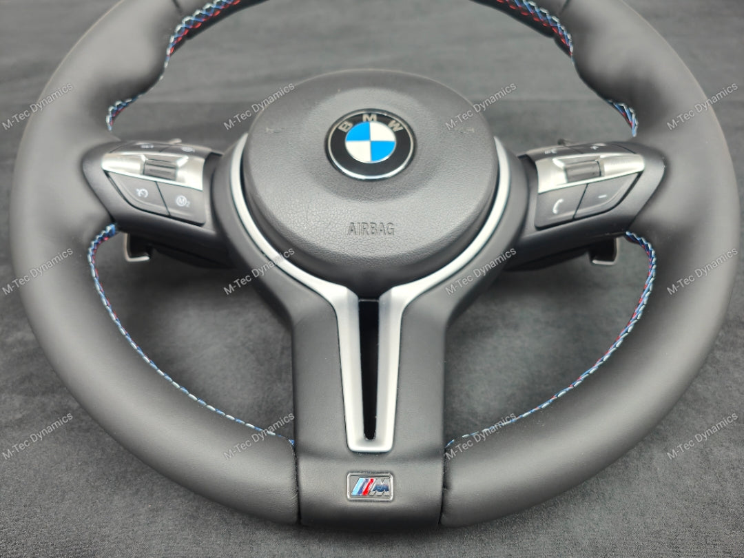 *SALE* BMW F-SERIES NAPPA LEATHER TRI-STITCH STEERING WHEEL (COMPLETE) - BMW 5 6 SERIES F10 F11 M5 F06 F12 F13 M6