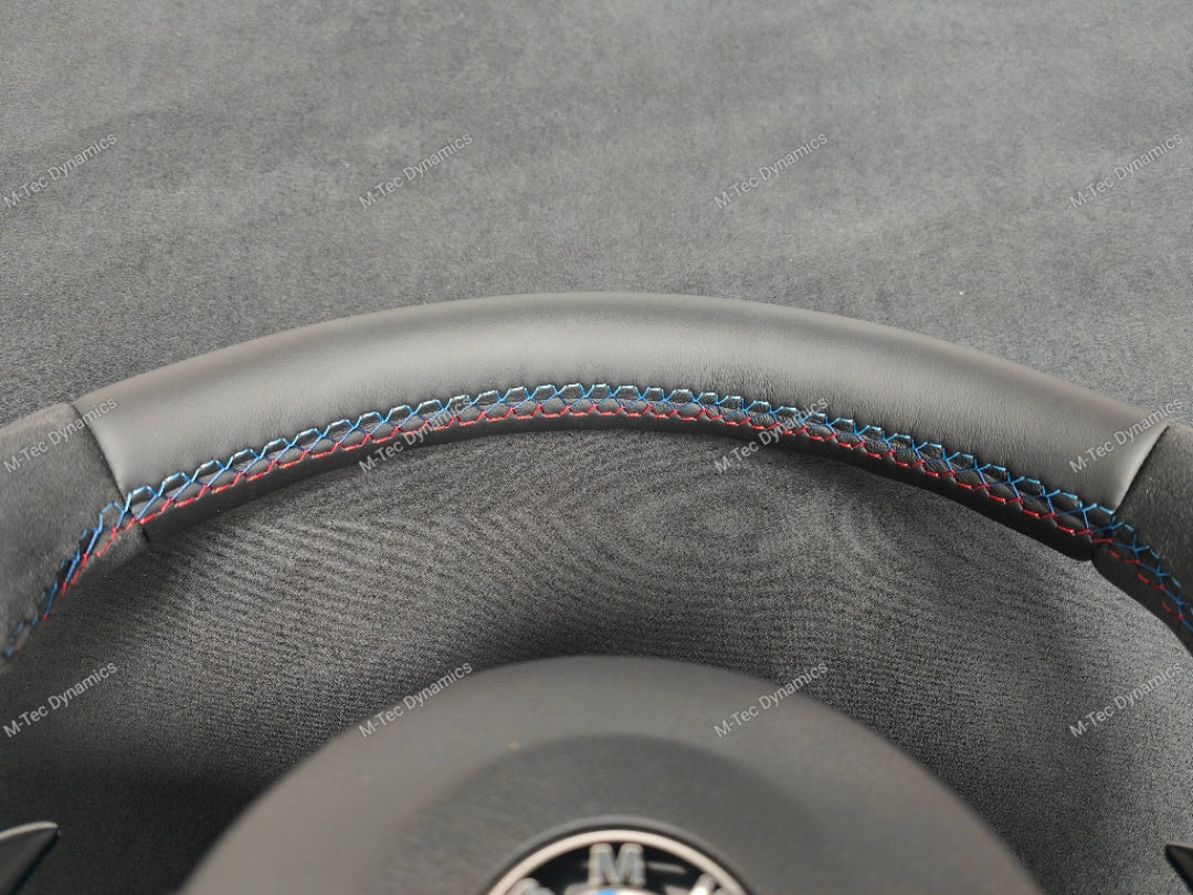 BMW X-SERIES NAPPA LEATHER TRI-STITCH / ALCANTARA STEERING WHEEL -  X3 F25 / X4 F26 / X5 F15 / X6 F16