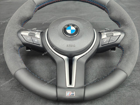 BMW F-SERIES NAPPA LEATHER TRI-STITCH / ALCANTARA STEERING WHEEL - BMW 5 6 SERIES F10 F11 M5 F06 F12 F13 M6