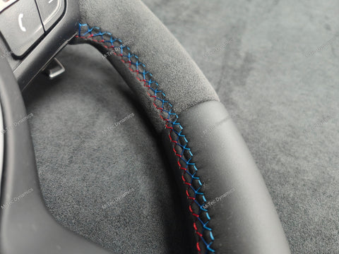 BMW F-SERIES NAPPA LEATHER TRI-STITCH / ALCANTARA STEERING WHEEL - BMW 5 6 SERIES F10 F11 M5 F06 F12 F13 M6