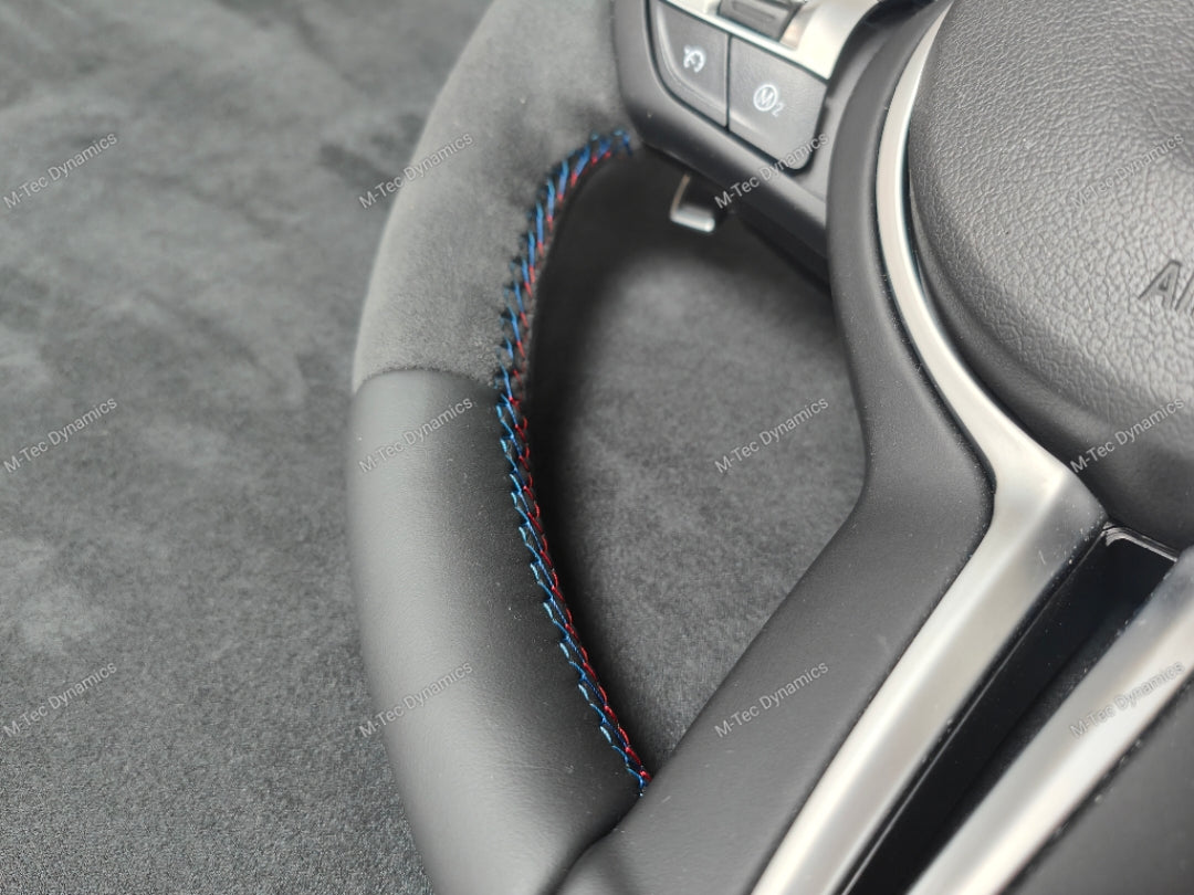BMW X-SERIES NAPPA LEATHER TRI-STITCH / ALCANTARA STEERING WHEEL -  X3 F25 / X4 F26 / X5 F15 / X6 F16
