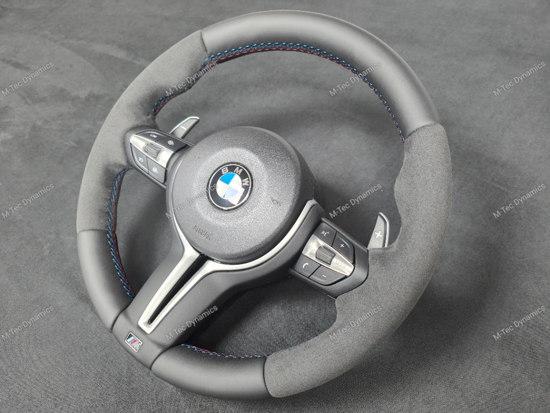 BMW F-SERIES NAPPA LEATHER TRI-STITCH / ALCANTARA STEERING WHEEL - BMW 1 2 3 4 SERIES F20 F22 F30 F32 M2 M3 M4
