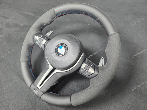 BMW F-SERIES NAPPA LEATHER TRI-STITCH / ALCANTARA STEERING WHEEL - BMW 5 6 SERIES F10 F11 M5 F06 F12 F13 M6