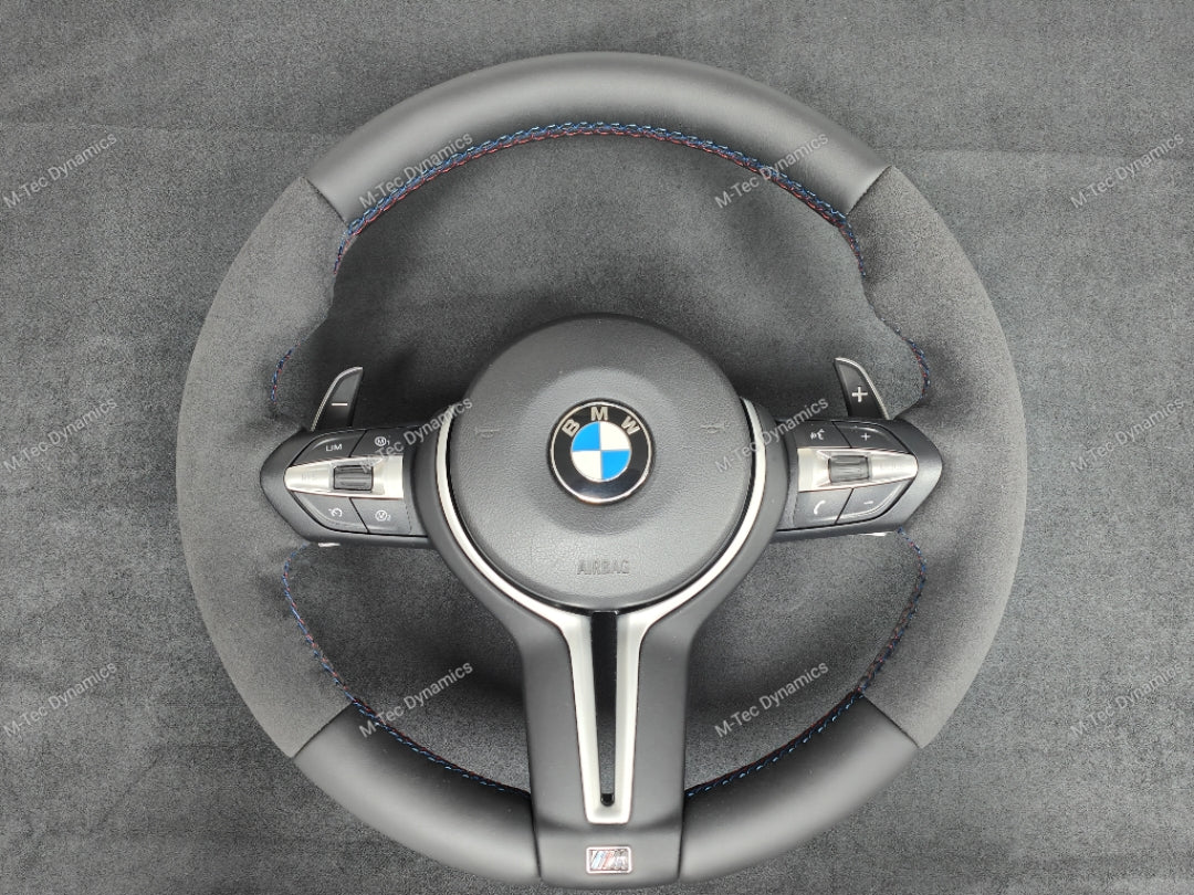 BMW F-SERIES NAPPA LEATHER TRI-STITCH / ALCANTARA STEERING WHEEL - BMW 1 2 3 4 SERIES F20 F22 F30 F32 M2 M3 M4
