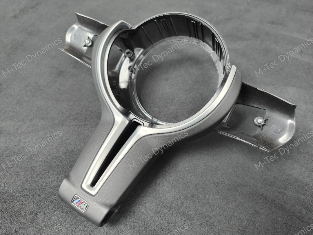 BMW F-SERIES ///M LEATHER / SILVER STEERING WHEEL TRIM (F&R) - M2 M3 M4 M5 M6