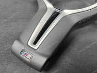 BMW F-SERIES ///M LEATHER / SILVER STEERING WHEEL TRIM (F&R) - M2 M3 M4 M5 M6
