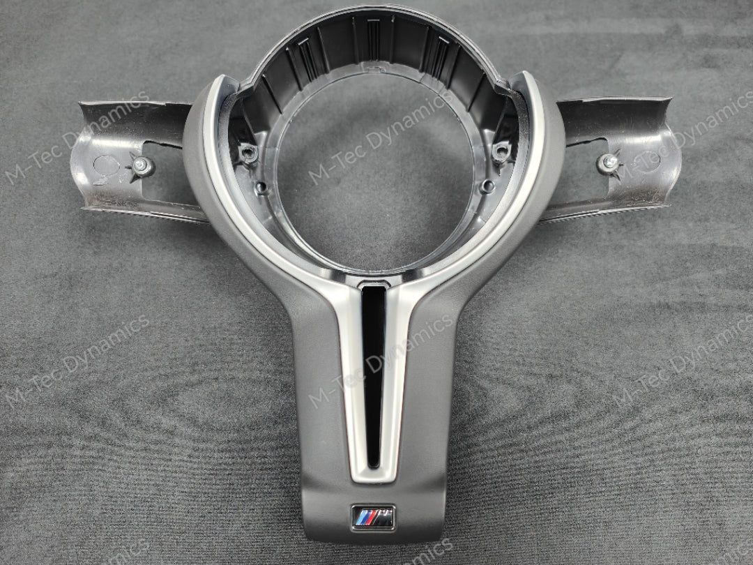 BMW F-SERIES ///M LEATHER / SILVER STEERING WHEEL TRIM (F&R) - M2 M3 M4 M5 M6