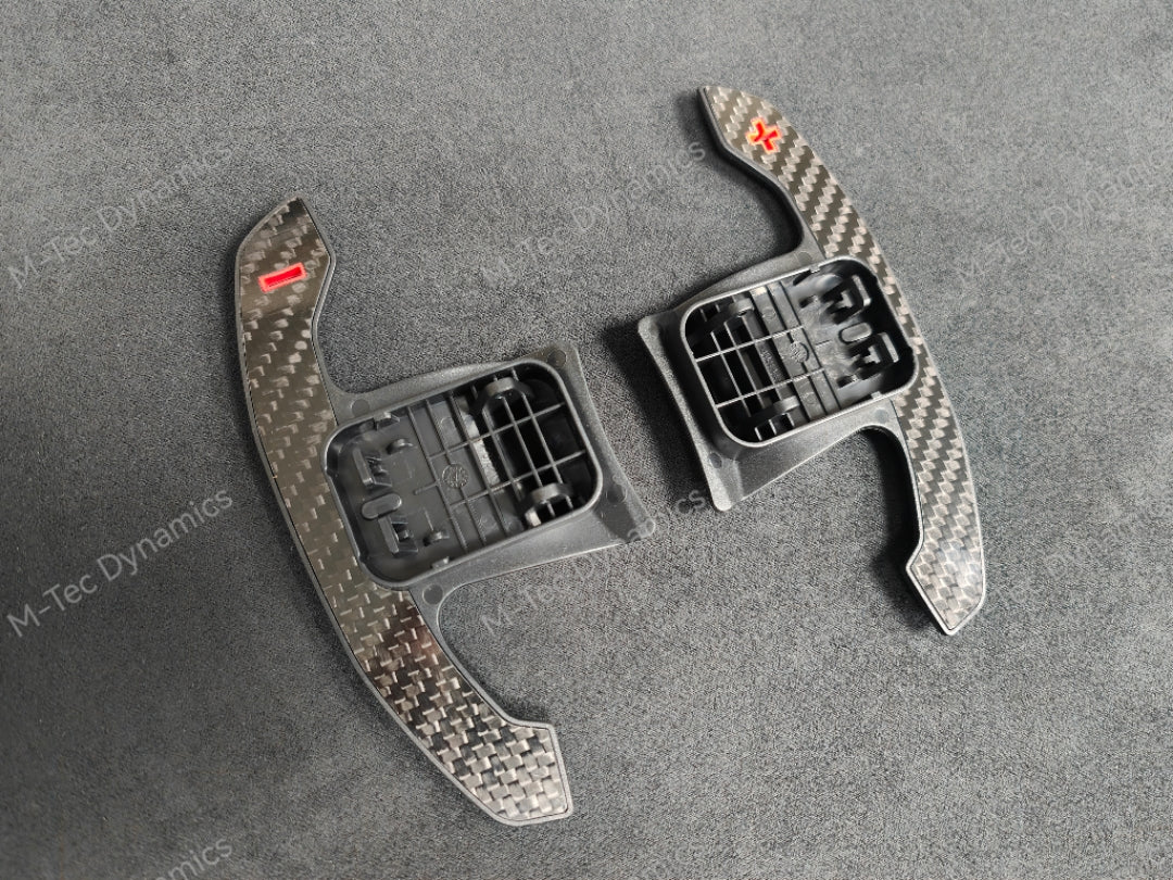BMW F/G-SERIES BMW CARBON FIBRE STYLE RED STEERING WHEEL PADDLE SHIFTERS - (F80 M3 F82 F83 M4 M2 F30 G20 G80)