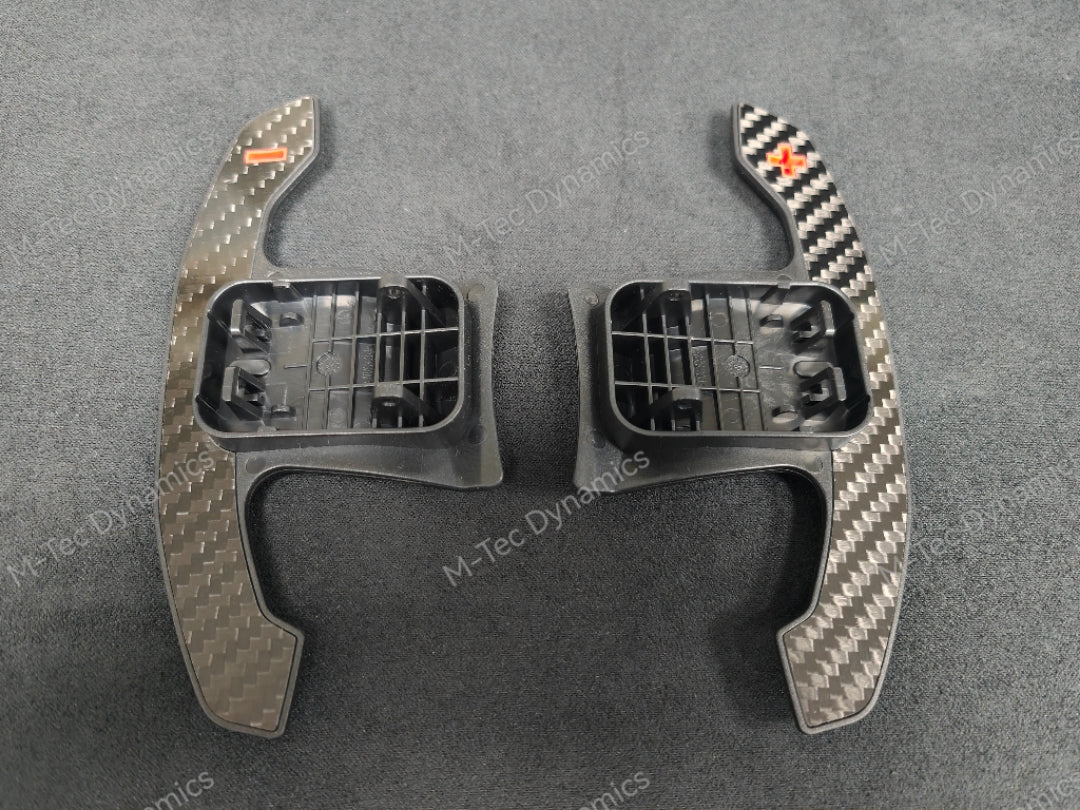 BMW F/G-SERIES BMW CARBON FIBRE STYLE RED STEERING WHEEL PADDLE SHIFTERS - (F80 M3 F82 F83 M4 M2 F30 G20 G80)