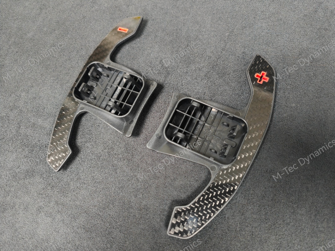 BMW F/G-SERIES BMW CARBON FIBRE STYLE RED STEERING WHEEL PADDLE SHIFTERS - (F80 M3 F82 F83 M4 M2 F30 G20 G80)