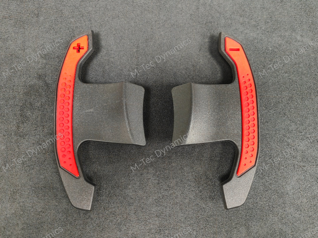 BMW F/G-SERIES BMW CARBON FIBRE STYLE RED STEERING WHEEL PADDLE SHIFTERS - (F80 M3 F82 F83 M4 M2 F30 G20 G80)