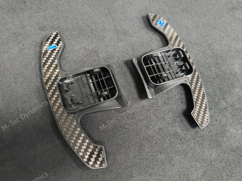 BMW F/G-SERIES BMW CARBON FIBRE STYLE BLUE STEERING WHEEL PADDLE SHIFTERS - (F80 M3 F82 F83 M4 M2 F30 G20 G80)