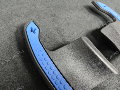 BMW F/G-SERIES BMW CARBON FIBRE STYLE BLUE STEERING WHEEL PADDLE SHIFTERS - (F80 M3 F82 F83 M4 M2 F30 G20 G80)