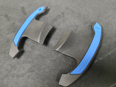 BMW F/G-SERIES BMW CARBON FIBRE STYLE BLUE STEERING WHEEL PADDLE SHIFTERS - (F80 M3 F82 F83 M4 M2 F30 G20 G80)