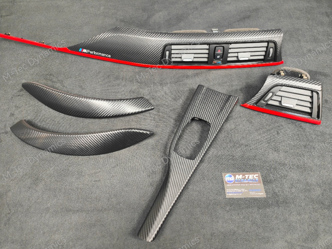 BMW F32 COUPE INTERIOR TRIM SET - 3D CARBON / MATT RED ACCENT