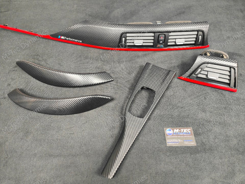BMW F32 F36 INTERIOR TRIM SET - 3D CARBON / MATT RED ACCENT (CUSTOM)