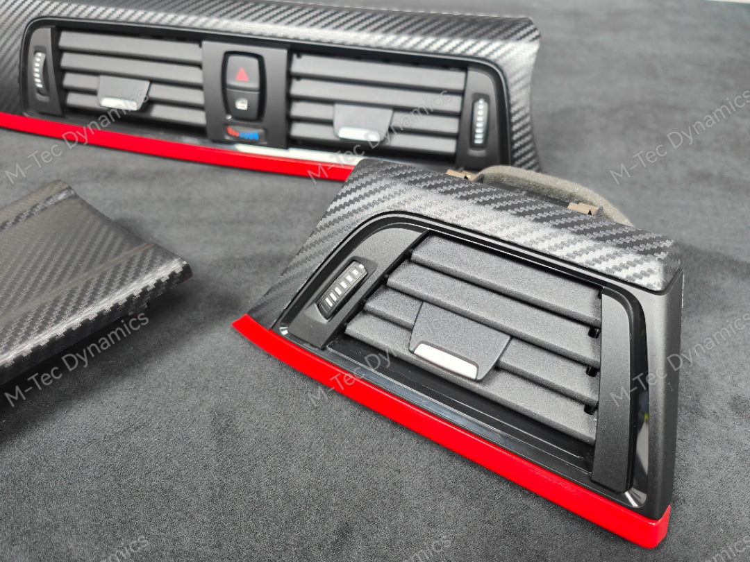BMW F32 COUPE INTERIOR TRIM SET - 3D CARBON / MATT RED ACCENT