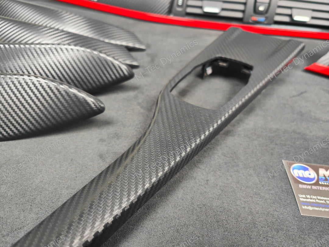 BMW F32 COUPE INTERIOR TRIM SET - 3D CARBON / MATT RED ACCENT