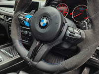 BMW F-SERIES NAPPA LEATHER TRI-STITCH / ALCANTARA / BLUE RING STEERING WHEEL - BMW 1 2 3 4 5 X SERIES