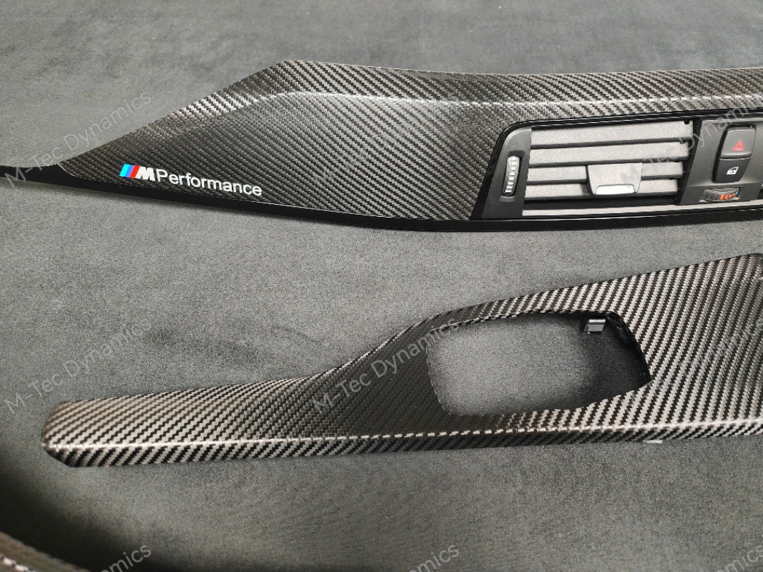 BMW F30 F31 F36 F80 LCI INTERIOR TRIM SET - TEXTURED CARBON / GLOSS BLACK ACCENT