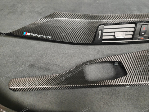 BMW F30 F80 M3 3-SERIES LCI INTERIOR TRIM SET - DEEP TEXTURED GLOSSY CARBON / GLOSS BLACK ACCENT (MTD-TEX)