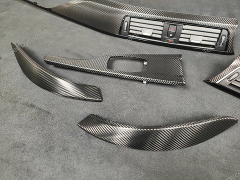 BMW F32 F82 4-SERIES COUPE LCI INTERIOR TRIM SET - DEEP TEXTURED GLOSSY CARBON / GLOSS BLACK ACCENT (MTD-TEX)