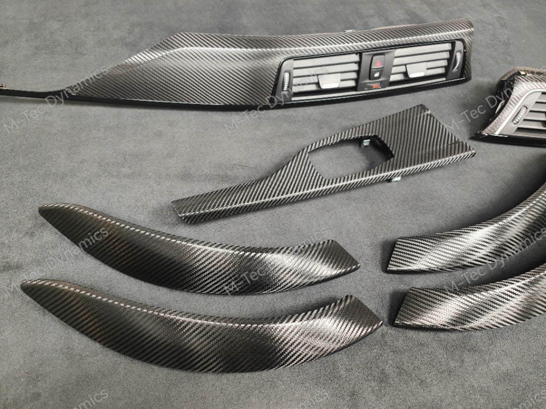 BMW F30 F31 F36 F80 LCI INTERIOR TRIM SET - TEXTURED CARBON / GLOSS BLACK ACCENT