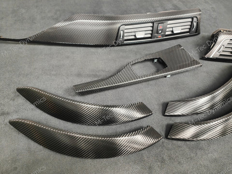 BMW F30 F80 M3 3-SERIES LCI INTERIOR TRIM SET - DEEP TEXTURED GLOSSY CARBON / GLOSS BLACK ACCENT (MTD-TEX)