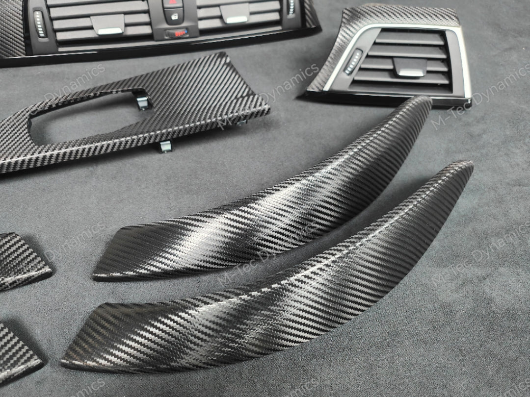 BMW F30 F31 F36 F80 LCI INTERIOR TRIM SET - TEXTURED CARBON / GLOSS BLACK ACCENT
