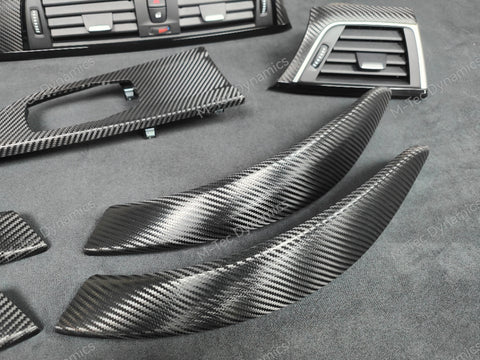 BMW F30 F80 M3 3-SERIES LCI INTERIOR TRIM SET - DEEP TEXTURED GLOSSY CARBON / GLOSS BLACK ACCENT (MTD-TEX)